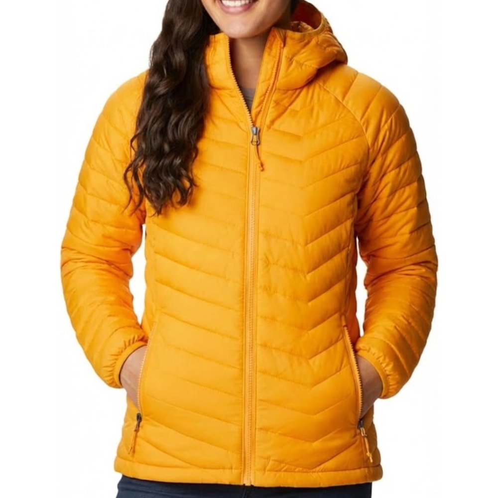 *RARE* Columbia Powder Lite Hooded Water Resistant Jacket in Marigold